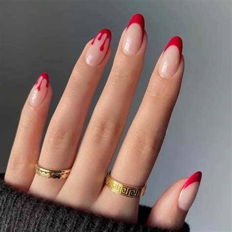 red tip oval nails